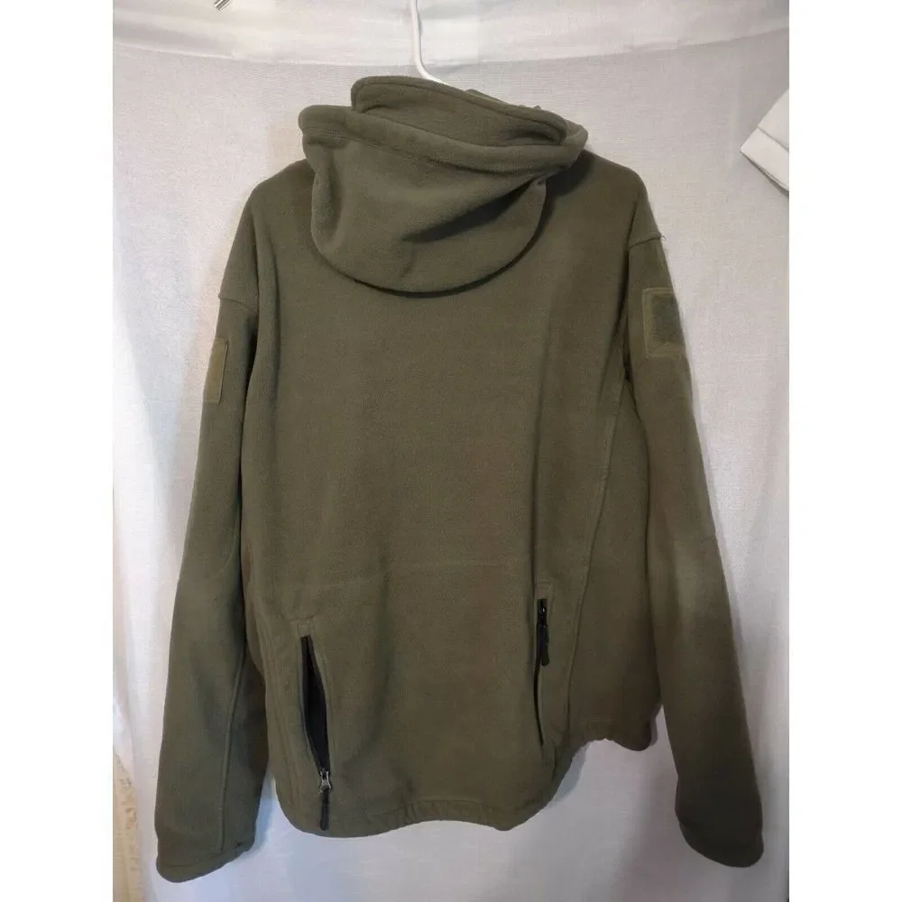 Unbranded Hooded Fleece Jacket Men's Size Extra Large Medium Weight Many Pockets